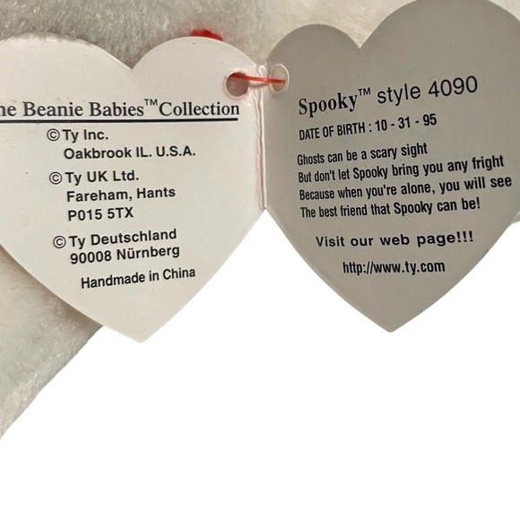 Ty Beanie Baby Spooky the Ghost 1995 PVC Pellets 4090 Rare Halloween Collectible - Picture 8 of 12